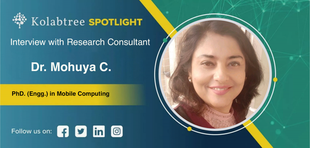 Portrait of Dr. Mohuya, Director of the Cybersecurity Centre of Excellence and Dean at UEM Kolkata, highlighting her expertise in AI, blockchain, and network security, with over 90 publications and multiple prestigious awards.