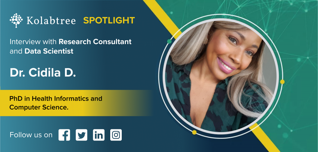 Portrait of Dr. Cidila who is an international research consultant and data scientist with deep expertise in public health, AI driven analytics, and systematic evidence synthesis